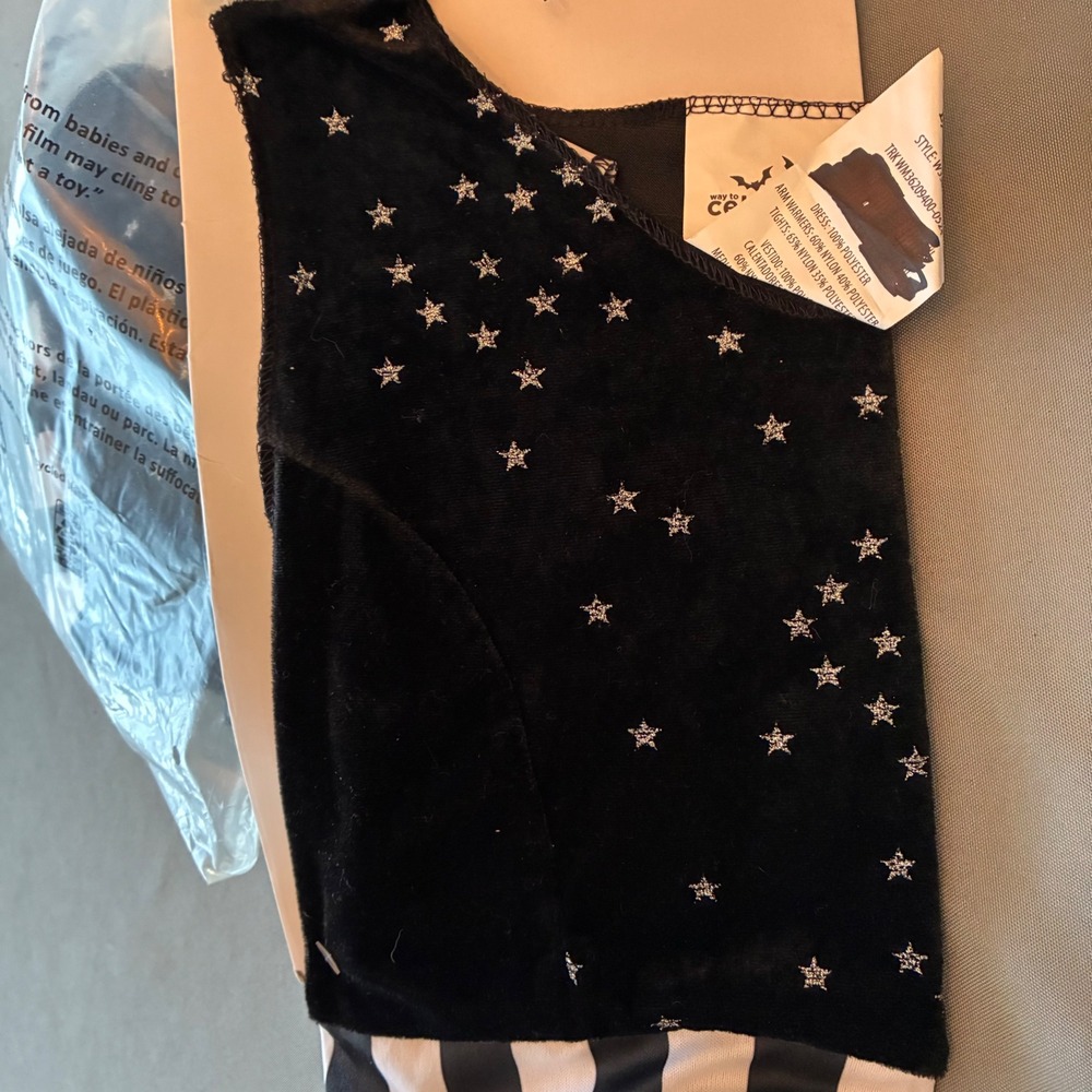 Way to Celebrate Celestial Witch Costume Girls Large 10/12 Black Silver Star 4pc - Picture 4 of 9